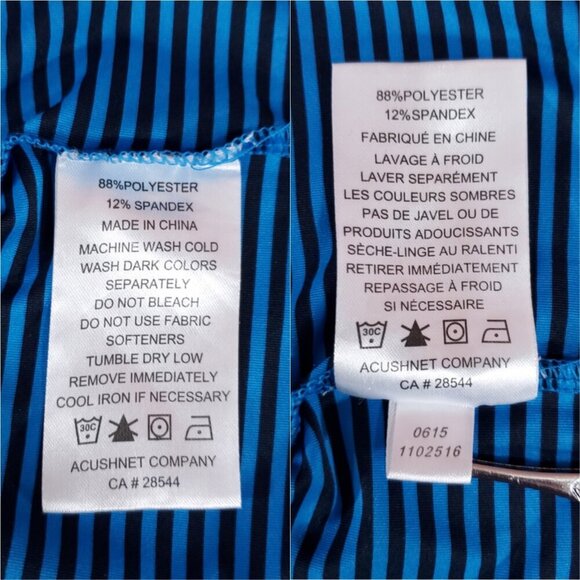 Footjoy FJ Mens Size Large Blue Black Striped SS Golf Performance Polo Shirt - Picture 10 of 12